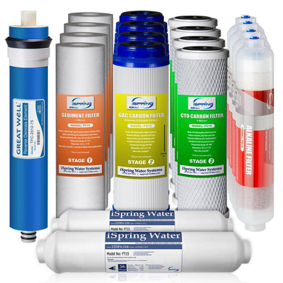 2-Year Filter Replacement Supply Set For 6-Stage Reverse Osmosis RO Water Filtration Systems w/ Alkaline Mineral Filter - Super Arbor