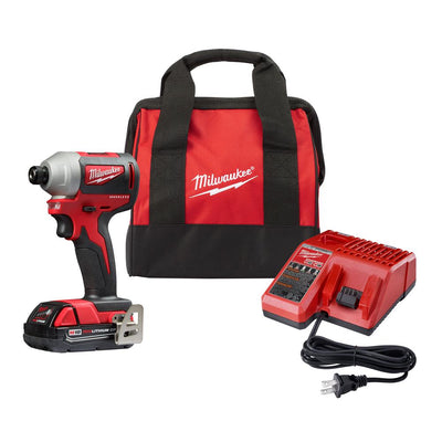 M18 18-Volt Lithium-Ion Compact Brushless Cordless 1/4 in. Impact Driver Kit W/ (1) 2.0 Ah Battery, Charger & Tool Bag - Super Arbor