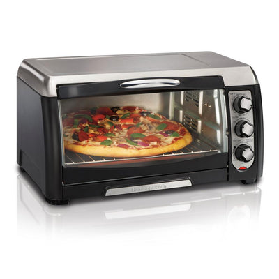 6 Slice Easy Clean Black Toaster Oven with Convection - Super Arbor