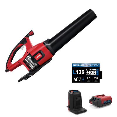 Toro 115 MPH 605 CFM 60-Volt Max Lithium-Ion Brushless Cordless Leaf Blower - 2.5 Ah Battery and Charger Included - Super Arbor