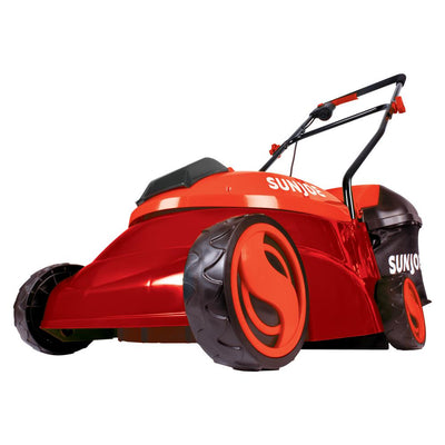 Sun Joe 14 in. 28-Volt Cordless Walk-Behind Push Mower Kit with 5.0 Ah Battery + Charger, Red - Super Arbor