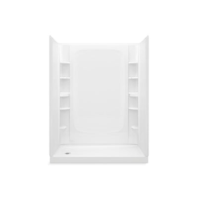 STORE+ 30 in. x 60 in. Single Threshold Left-Hand Shower Base with Shower Walls and 10-Piece Accessory Kit in White - Super Arbor