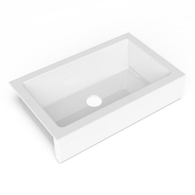 Elevate Quick-Fit Undermount Farmhouse Fireclay 33.85 Single Bowl Kitchen Sink in Crisp White - Super Arbor