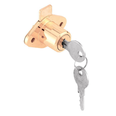 Drawer and Cabinet Lock, 7/8 in., Diecast, Brass Plated, Yale Keyway - Super Arbor