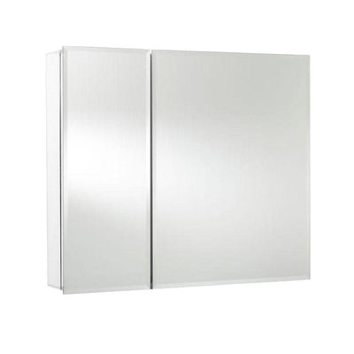 30 in. W x 26 in. H x 5-1/4 in. D Frameless Aluminum Recessed or Surface-Mount Medicine Cabinet with Easy Hang System - Super Arbor