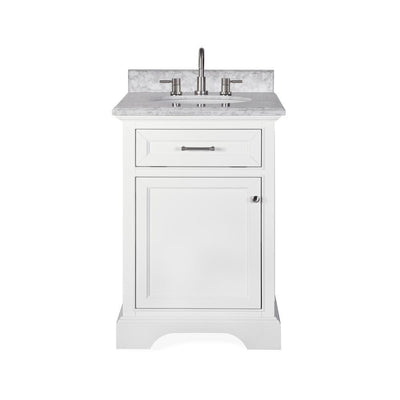 Windlowe 37 in. W x 22 in. D x 35 in. H Bath Vanity in White with Carrera Marble Vanity Top in White with White Sink - Super Arbor