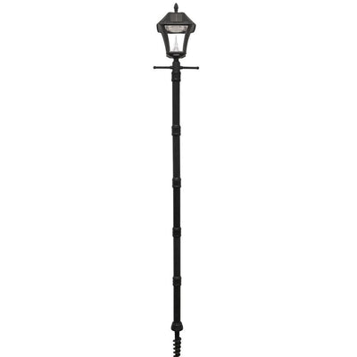 Baytown II 9.75 in. Black Integrated LED Outdoor Resin Solar Post Light and Lamp Post with EZ-Anchor Base - Super Arbor