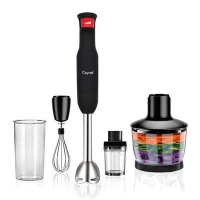 8-Speed 500-Watt Black Stainless Steel Control 5-in-1 Multi-Purpose Immersion Hand Blender Set - Super Arbor