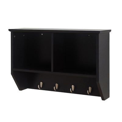 Alameda 6.89 in. W Hanging Wall Shelf with Hooks in Black - Super Arbor