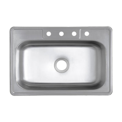 Drop-In 20-Gauge Stainless Steel 33 in. 4-Hole Single Bowl Kitchen Sink - Super Arbor