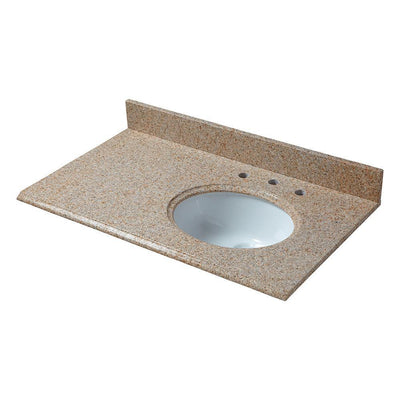 37 in. W Granite Vanity Top in Beige with Offset Right Bowl and 8 in. Faucet Spread - Super Arbor