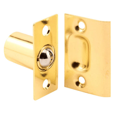 27/32 in. Brass-Plated Housing and Plates, Steel Ball Catch and Inner Spring for use with Hinged Doors - Super Arbor