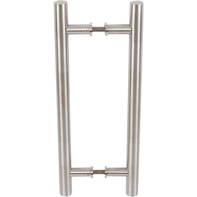 15-3/4 in. Brushed Steel Barn Door Hardware Double Sided Round Pull Handle - Super Arbor