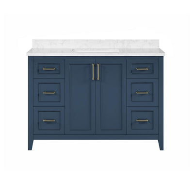 Madsen 48 in. W x 22 in. D Bath Vanity in Grayish Blue with Cultured Marble Vanity in White with White Basin - Super Arbor