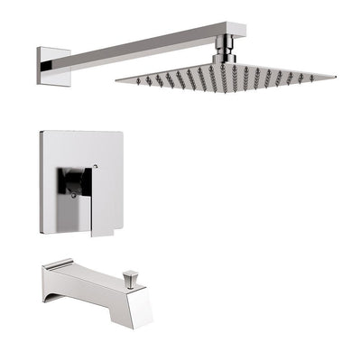 1-Spray 8 in. Wall Mount Showerhead Shower Set in Brushed Nickel - Super Arbor