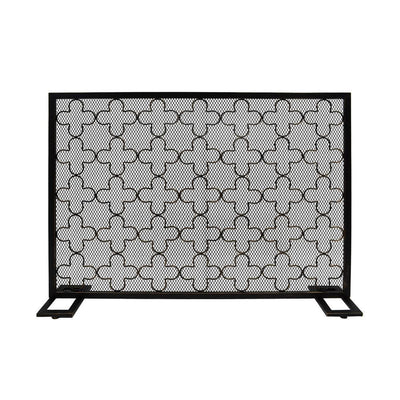 Alleghany Modern Black and Brushed Gold Single Panel Iron Fire Screen - Super Arbor