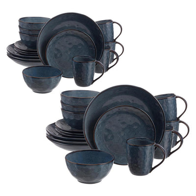 Taite 32-Piece Reactive Glaze Midnight Blue Stoneware Dinnerware Set (Service for 8) - Super Arbor