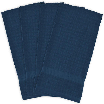 Blue Terry Solid Waffle Dish Towels (Set of 4) - Super Arbor