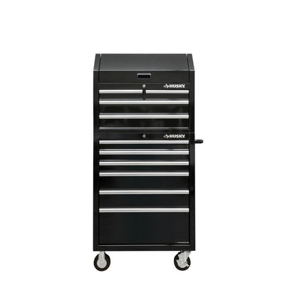30 in. W 10-Drawer Deep Combination Tool Chest and Rolling Cabinet Set in Gloss Black