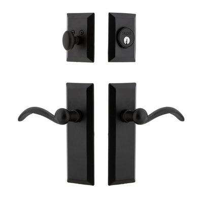 Keep Plate Black Iron Door Handleset Combo Pack with Tine Door Lever - Super Arbor