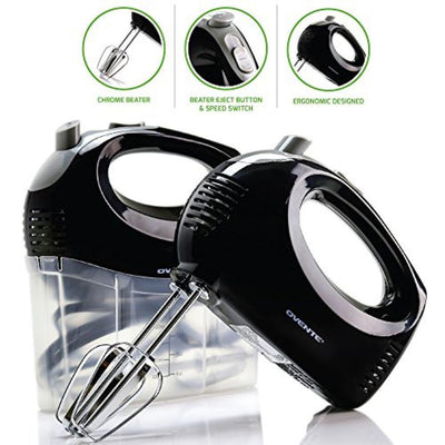 5-Speed Ultra Power Hand Mixer with Free Storage Case, Black - Super Arbor