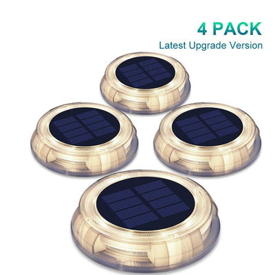 Solar Powered 4-Lights Deco Clear LED In-Ground Well Light, Garden Pool Porch Waterproof Warm White LED - Super Arbor
