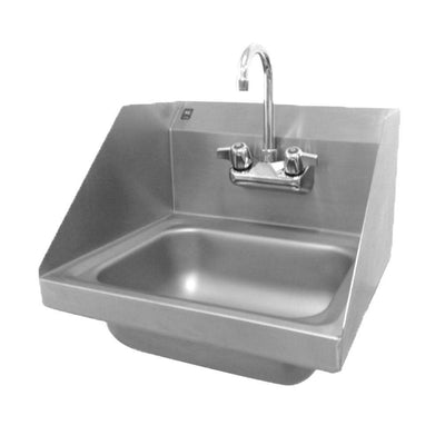 Comal Series Stainless Steel 17x15 in. Wall Mount 2-Hole Single Compartment Hand Sink with End Splashes and Faucet - Super Arbor