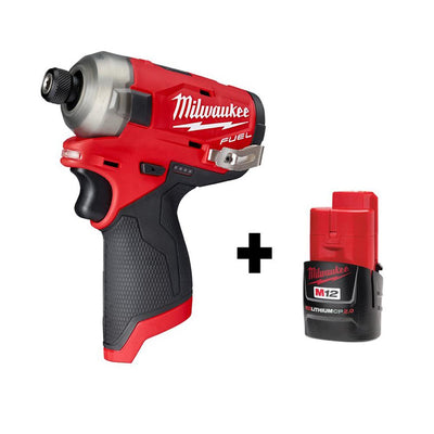 M12 FUEL SURGE 12-Volt 1/4 in. Lithium-Ion Brushless Cordless Hex Impact Driver with Free M12 2.0Ah Battery - Super Arbor
