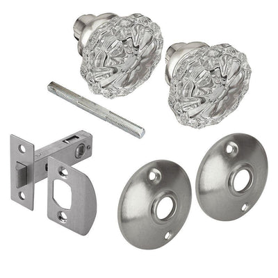 2 in. Satin Nickel Victorian Glass Knob Passage Set - Super Arbor