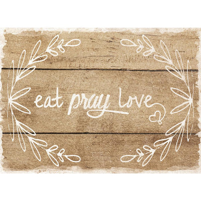 MHF Home Eat, Pray, Love Brown 18 in. W x 13 in. L Polypropylene Placemat Set (4-Pack) - Super Arbor