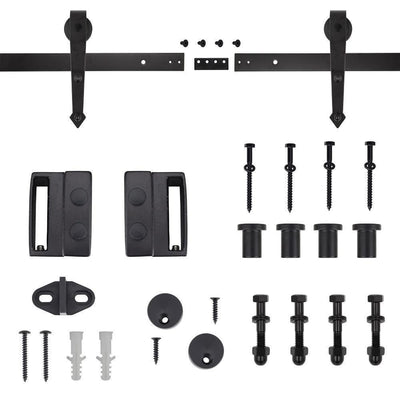 72 in. Dark Oil-Rubbed Bronze Arrow Sliding Barn Door Track and Hardware Kit - Super Arbor