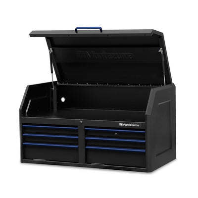 46 in. x 24 in. 6-Drawer Tool Top Chest with Power and USB Outlets in Black and Blue - Super Arbor