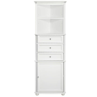 Hampton Harbor 23 in. W x 13 in. D x 67-1/2 in. H Corner Linen Cabinet in White - Super Arbor