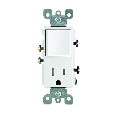Decora 15 Amp Tamper Resistant Combo Switch and Outlet, White - Super Arbor