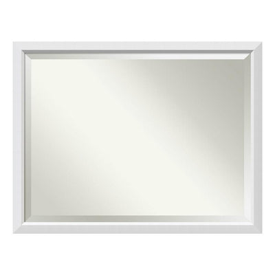Blanco White Wood 43 in. W x 33 in. H Single Contemporary Bathroom Vanity Mirror - Super Arbor