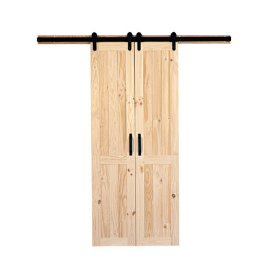 36 in. x 84 in. Vertical Plank Stain Ready Solid Wood Split Barn Door with Hardware Kit - Super Arbor