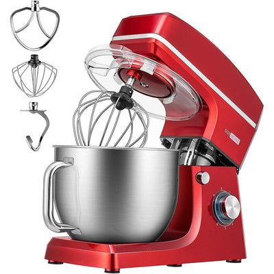 7.5 qt. 6- speed Red Tilt-Head Electric Stand Mixer wiith Accessories and ETL Listed - Super Arbor