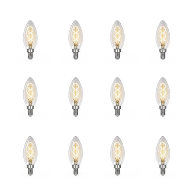 Feit Electric 25-Watt Equivalent B10 Dimmable Candelabra Clear Glass Vintage LED Light Bulb with Spiral Filament Soft White (12-Pack) - Super Arbor