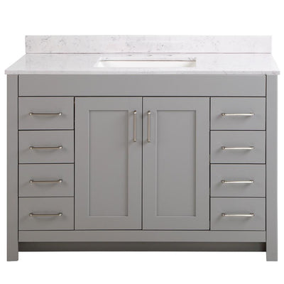 Westcourt 49 in. W x 22 in. D Bath Vanity in Sterling Gray with Stone Effect Vanity Top in Pulsar with White Sink