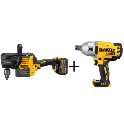 FLEXVOLT 60-Volt MAX Lithium-Ion Cordless Brushless 1/2 in. Stud and Joist Drill w/ Batteries and 1/2 in. Impact Wrench