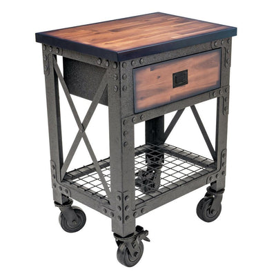 27.6 in. x 20 in. 1-Drawer Rolling Industrial Workbench with Wood Top - Super Arbor