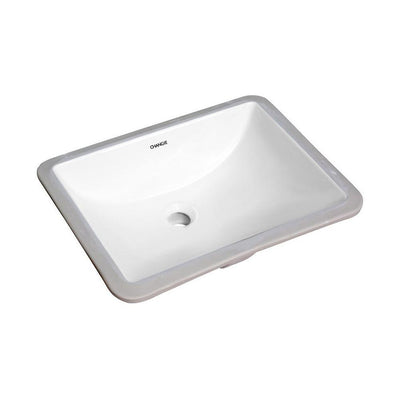 18 in. x 13 in. Rectangular Lavatory Undercounter Bathroom Ceramic Sink 1633W in White - Super Arbor