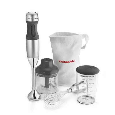 3-Speed Contour Silver Immersion Blender with Whisk and Chopper Attachments - Super Arbor