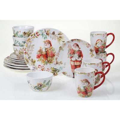 Christmas Story 16-Piece Multicolored Earthenware Dinnerware Set (Service for 4) - Super Arbor