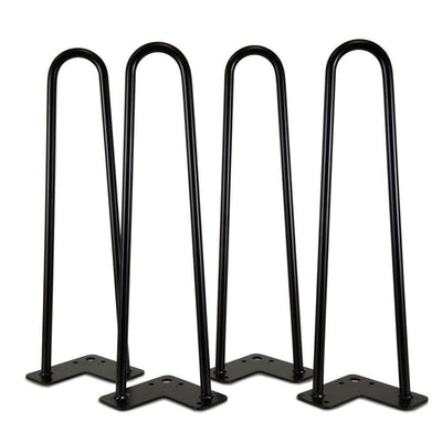 1/2 in. Dia 28 in. Mid-Century Modern Satin Black Hairpin Table Legs, (4-Pack) - Super Arbor