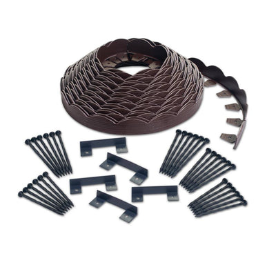 ProFlex 2 in. x 100 ft. Brown Polyethylene Scalloped Woodgrain No-Dig Edging Kit - Super Arbor