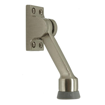 4-1/2 in. Solid Brass Square Kick Down Door Stop in Satin Nickel - Super Arbor