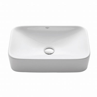 KRAUS Soft Rectangular Ceramic Vessel Bathroom Sink in White - Super Arbor