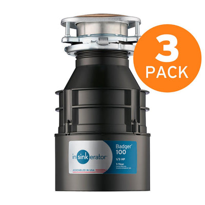 InSinkErator Badger 100 1/3 HP Continuous Feed Garbage Disposal (3-Pack) - Super Arbor