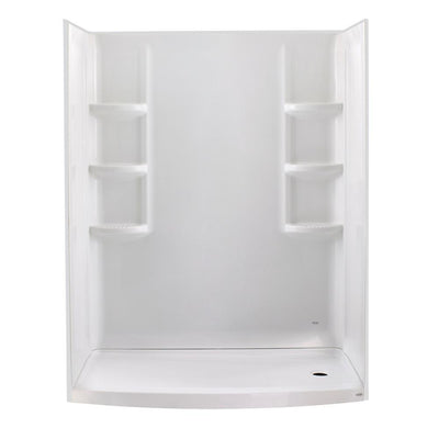 Ovation Curved 30 in. x 60 in. x 72 in. 3-piece Direct-to-Stud Alcove Shower Wall in Arctic White - Super Arbor